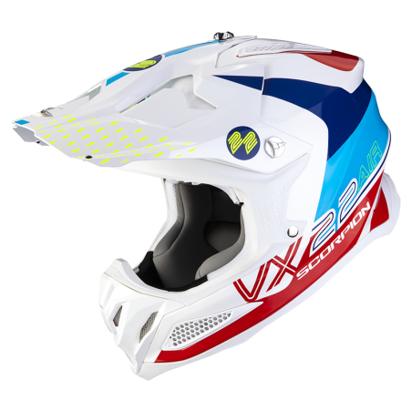 CASQUE SCORPION VX-22 AIR ARES BLANC-BLEU-ROUGE 