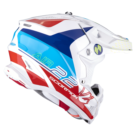 CASQUE SCORPION VX-22 AIR ARES BLANC-BLEU-ROUGE 